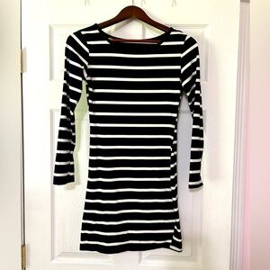 Cozy cotton black and white striped cotton dress. size small